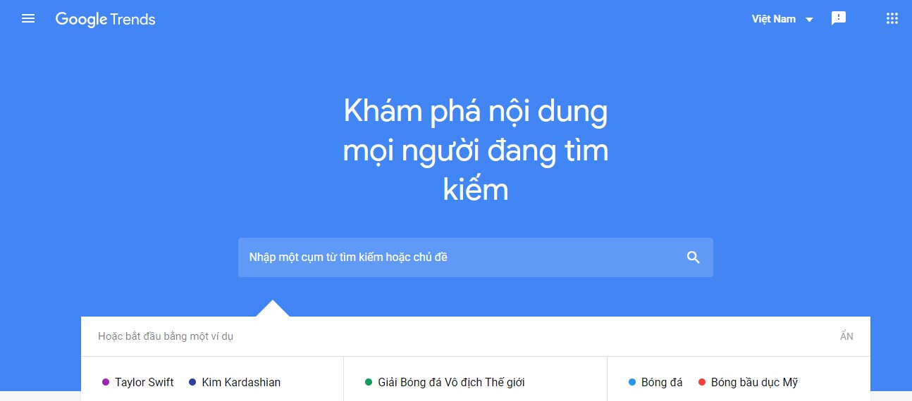 Giao diện Google Trendes